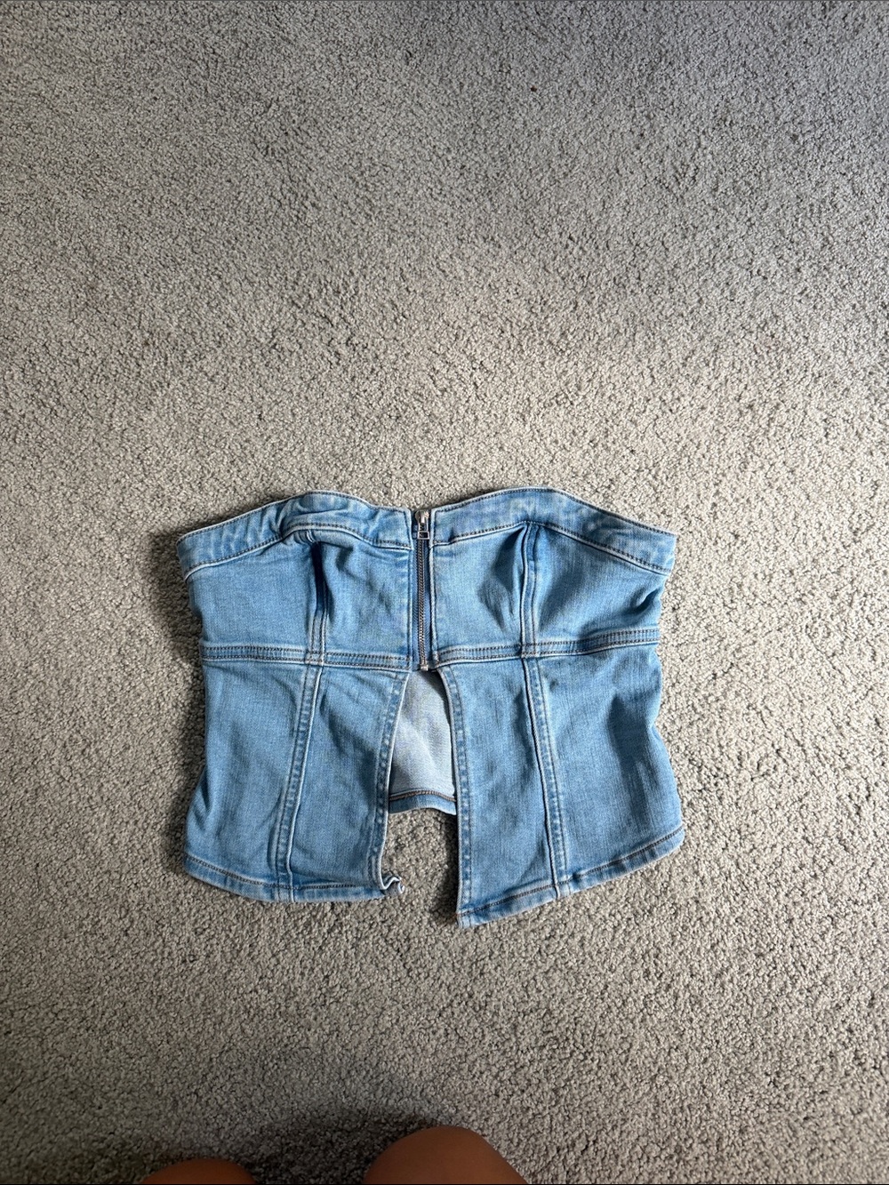 Denim Strapless Top - Light Blue
